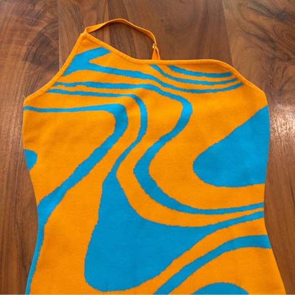 Vibrant Orange and Blue Women's Dress - Picture 2 of 8